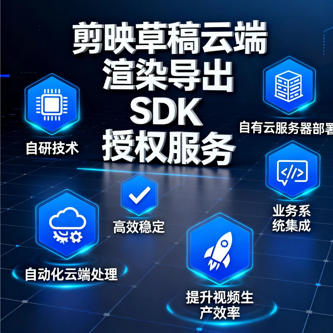 剪映草稿云端导出SDK部署/自有云服务器部署/按月付费/支持多机器