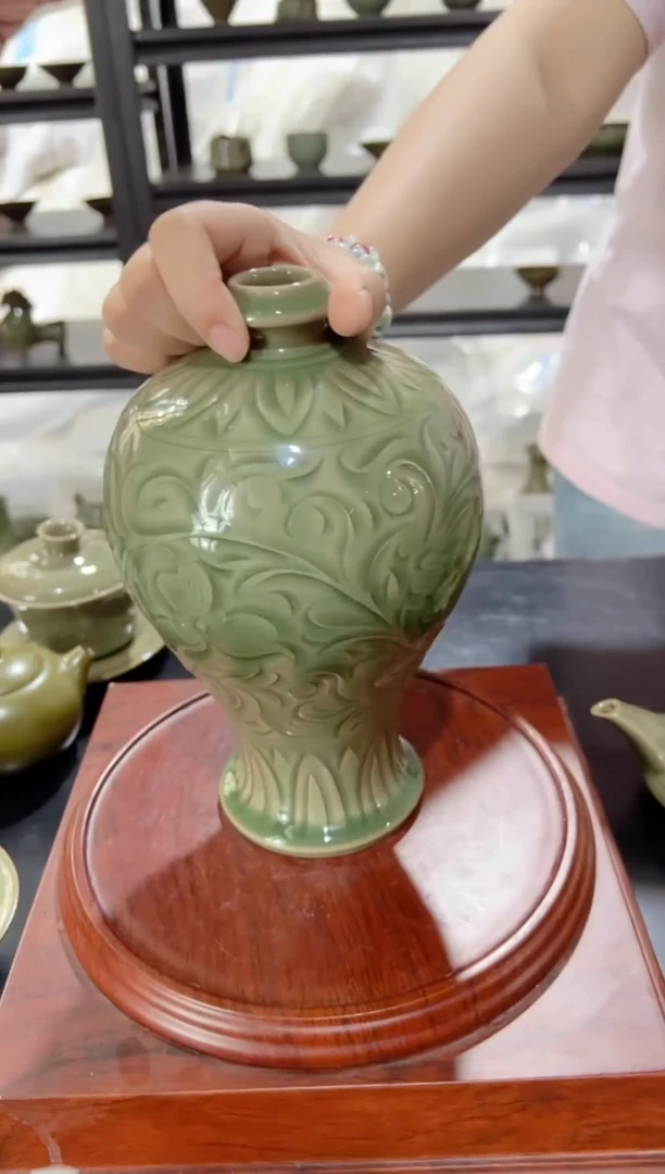 耀州窑手工莲花花插