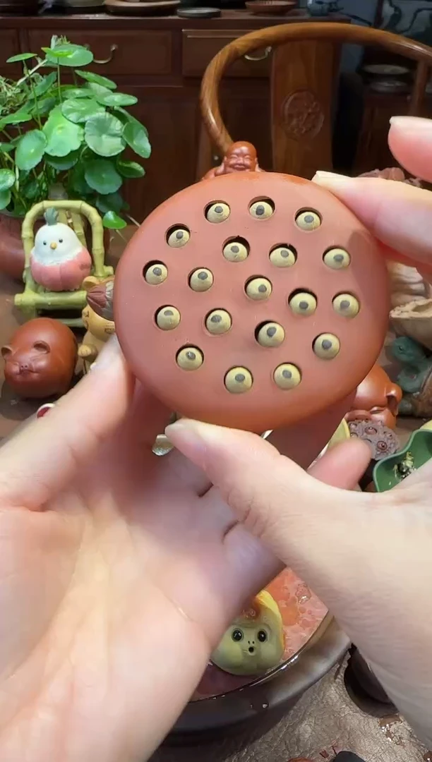 紫砂茶宠朱泥莲子盖置