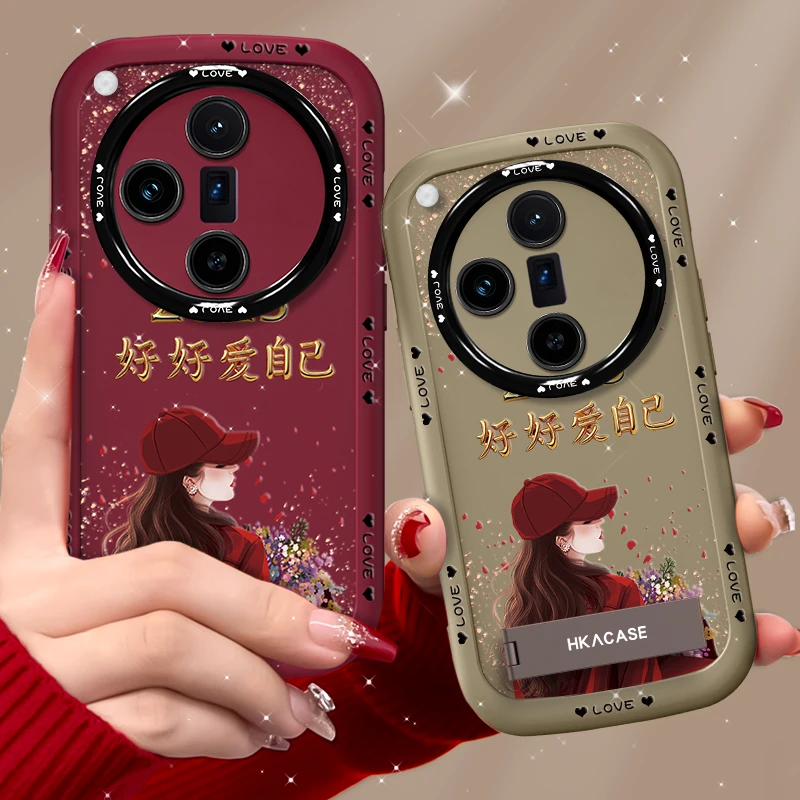 适用oppofindx7手机壳捧花爱自己泡芙壳硅胶软壳防摔保护套