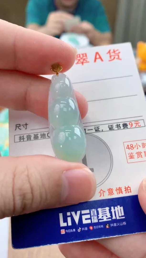 颈饰18K金镶嵌翡翠天然A货翡翠挂件