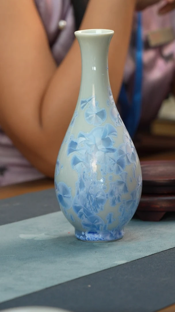 摆件非遗-马老师-高温结晶釉玉棒槌瓶