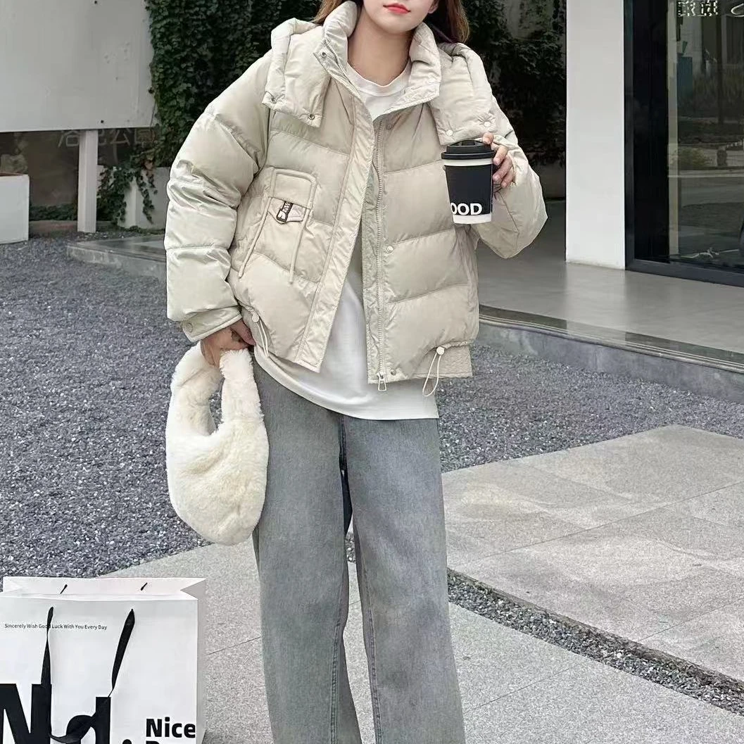 F03韩版时尚宽松连帽立领面包防寒服