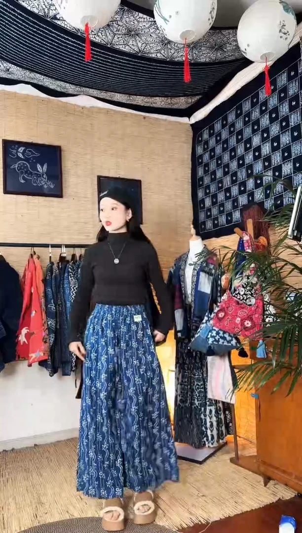 【闪购商品】设计师款蓝染阔腿裤