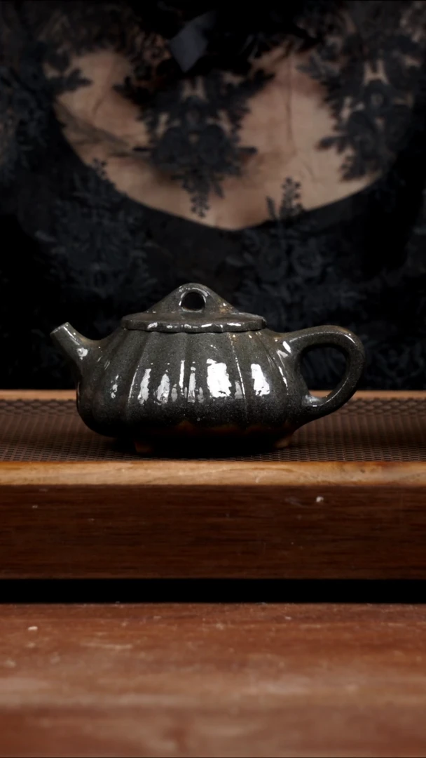 茶壶紫砂底槽青柴烧筋纹石瓢225CC