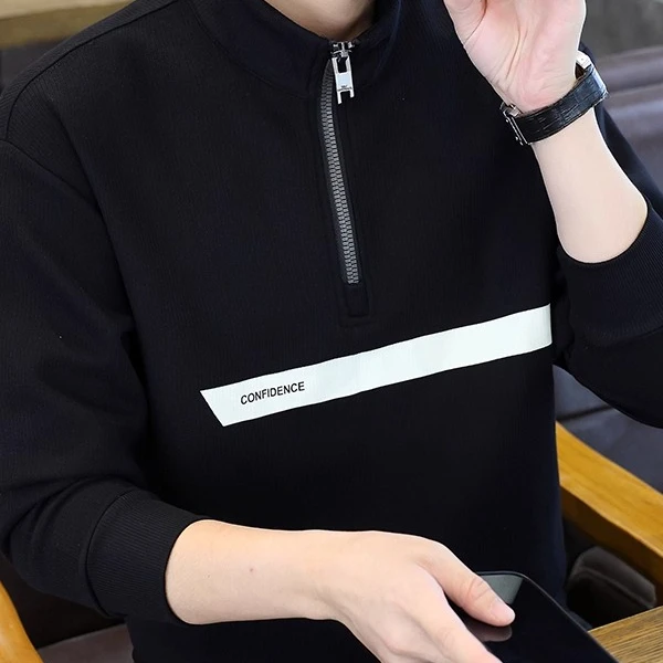 贝希缇汀BESTIDNG长袖卫衣男新款立领半拉链长袖t恤秋装外套男