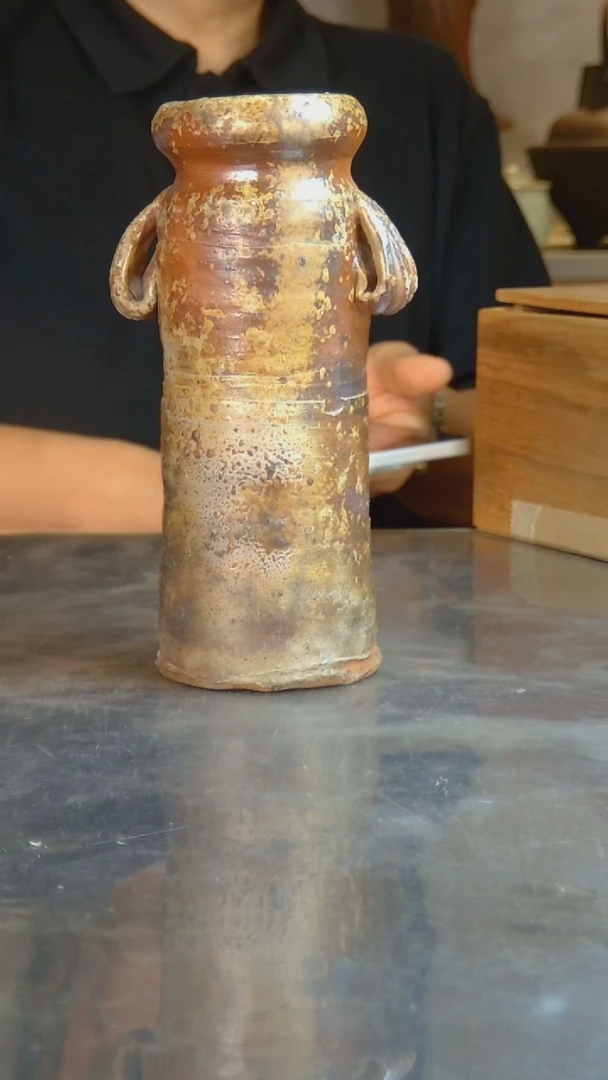 陶曹**钱日本原产备前烧花器
