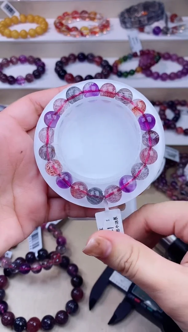 未镶嵌手链水晶黑加仑超七单圈10m+