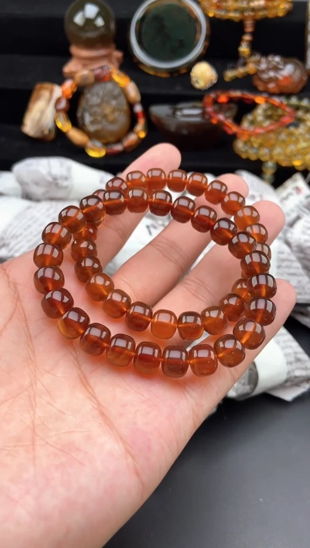 未镶嵌琥珀手链棕红珀老型珠手串【多样性发货其中一】