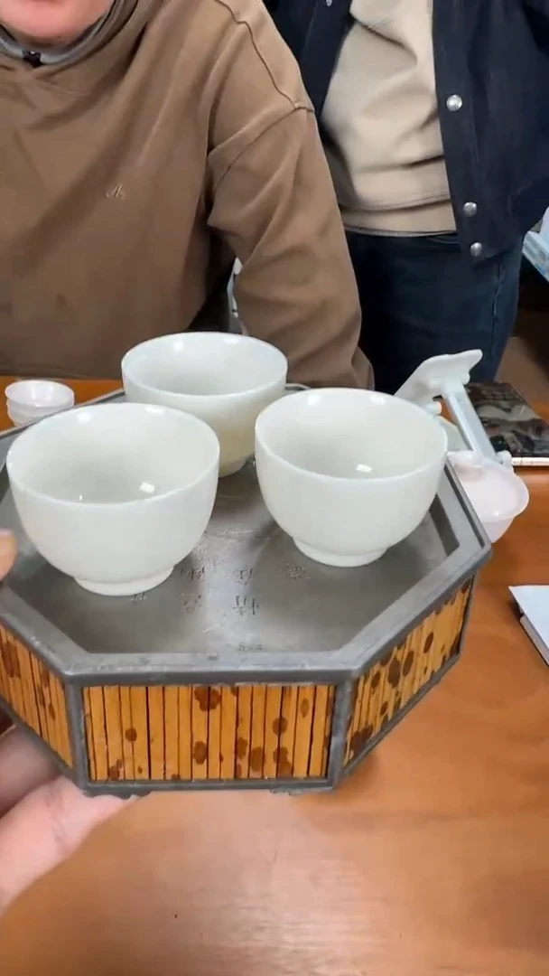 【闪购商品】瓷片@@仿古圆款杯三个一组