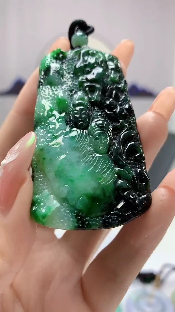 【闪购商品】定制翡翠未镶嵌5152DD-毛货挂件94