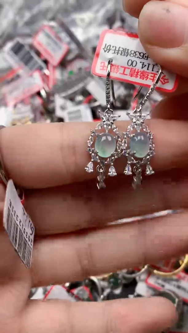 银S925镶嵌戒指翡翠天然A货缅甸翡翠