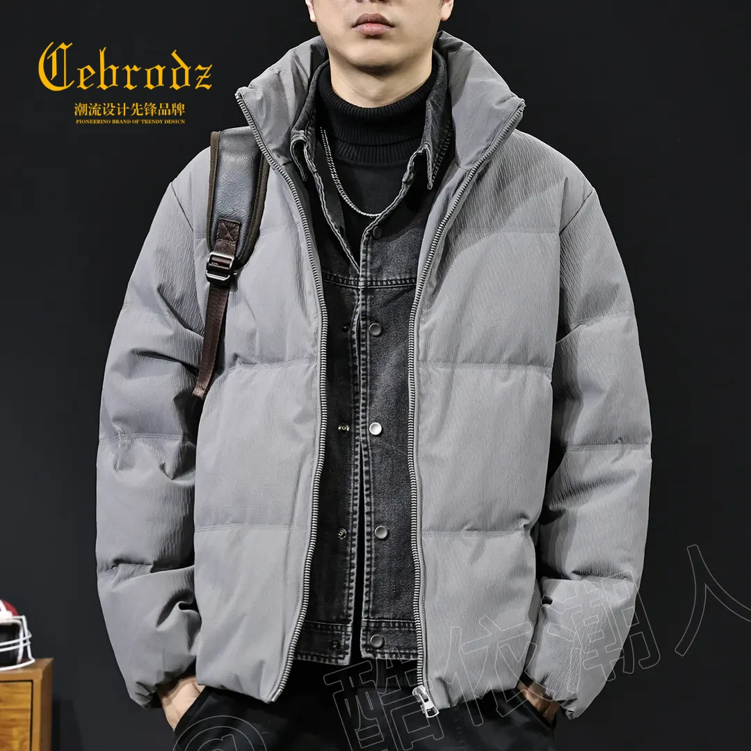 法国Cebrodz美式立领短款羽绒服男潮牌宽松保暖外套冬季加厚百搭