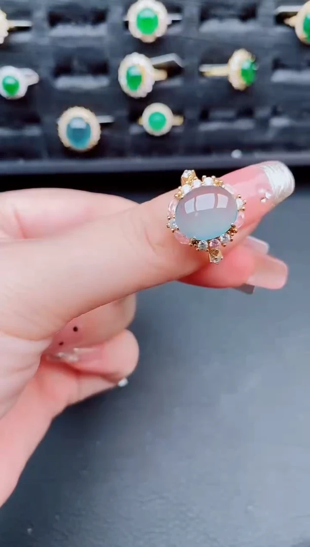 翡翠戒指银S925镶嵌天然a货翡翠370