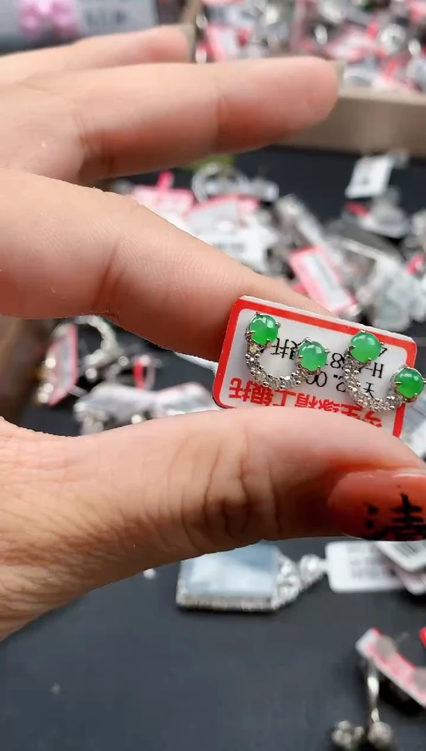 银S925镶嵌戒指翡翠天然A货缅甸翡翠