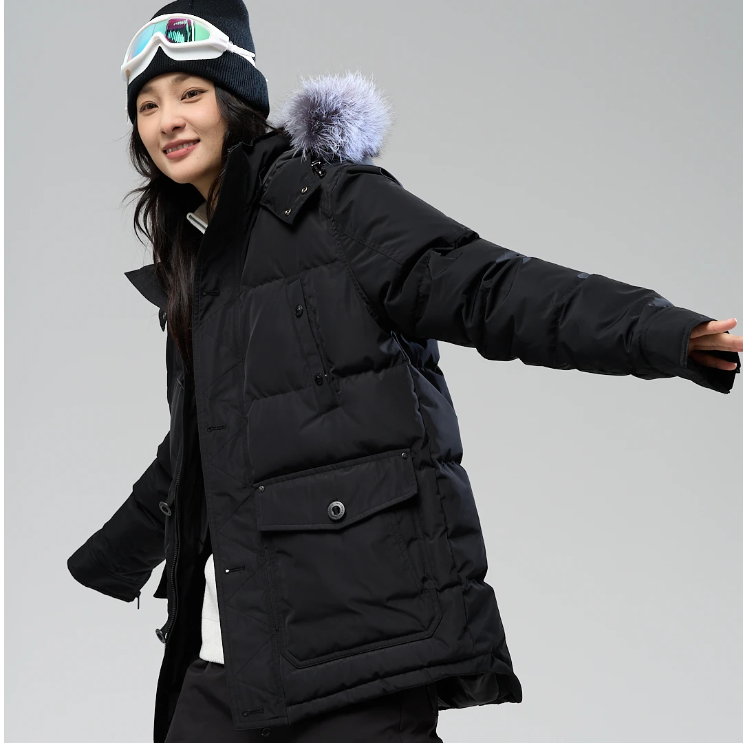 羽小白95白鸭绒中长情侣款宽松休闲户外工装羽绒服