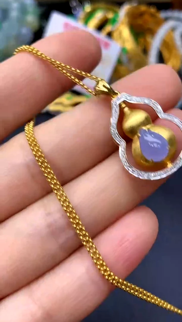 颈饰18K金镶嵌翡翠484-中国好珍宝