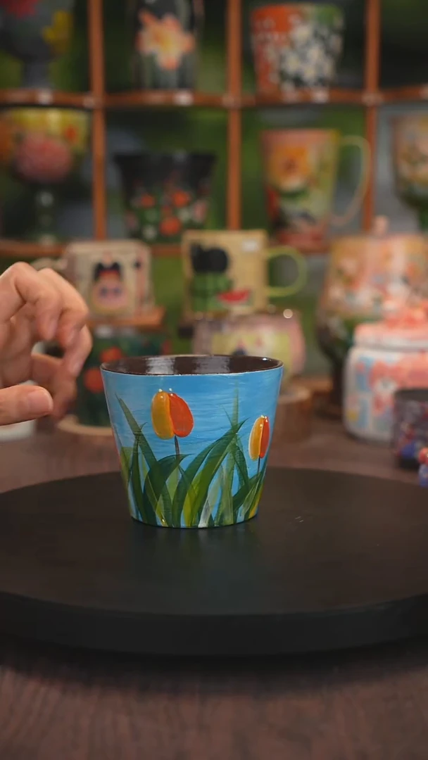 紫砂油画釉下彩手绘