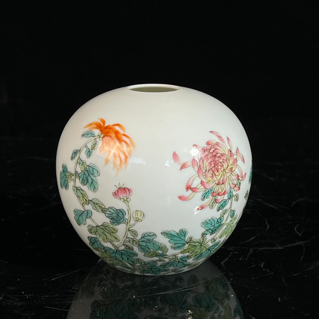 lot15888 6227 民国 粉彩团菊纹水盂 H7.5