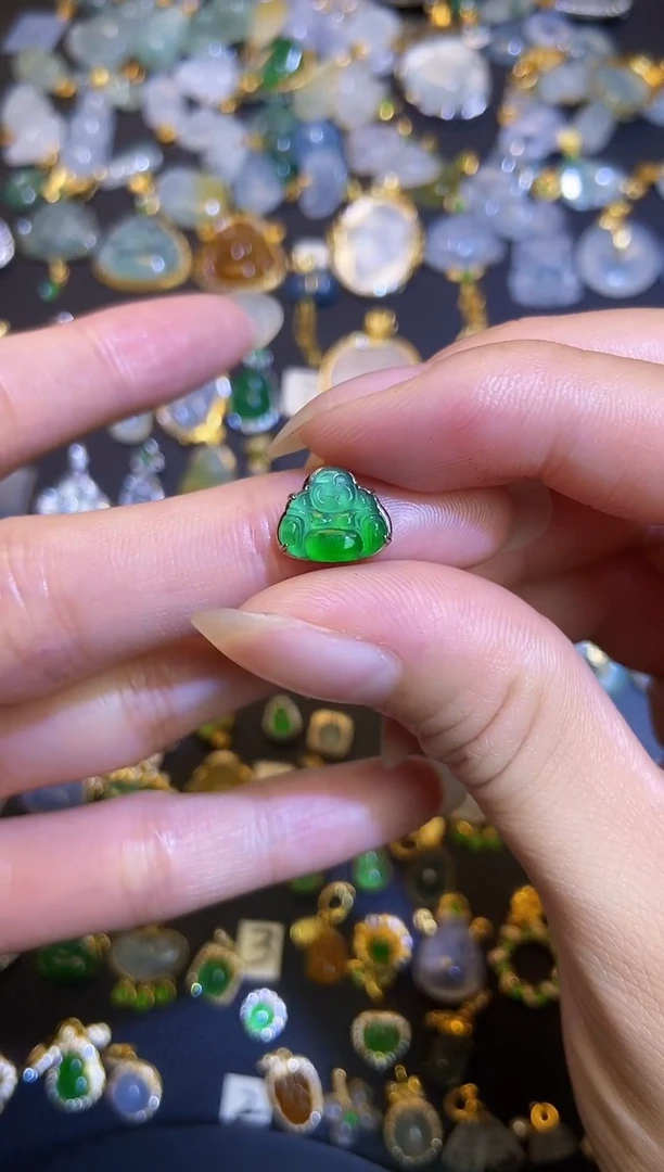 翡翠银S925镶嵌吊坠(不含链)天然A货翡翠