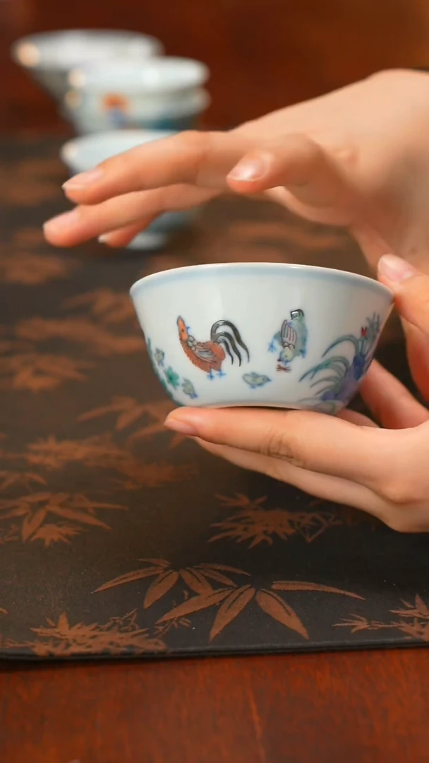 铖瓷窑柴窑斗彩鸡缸杯