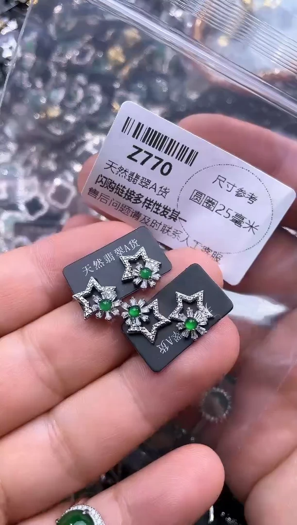 【闪购商品】翡翠颈饰未镶嵌Z770耳钉 多样性发其一