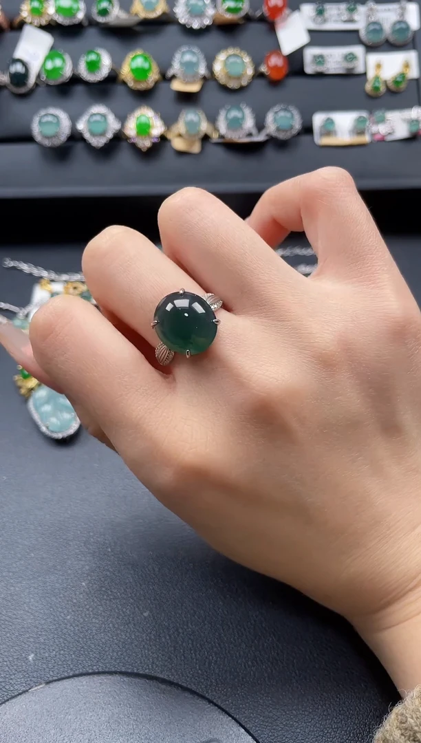 【闪购商品】翡翠戒指银S925镶嵌67658765
