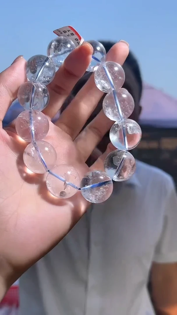 水晶手链未镶嵌天然白阿赛手串多样性发一20mm