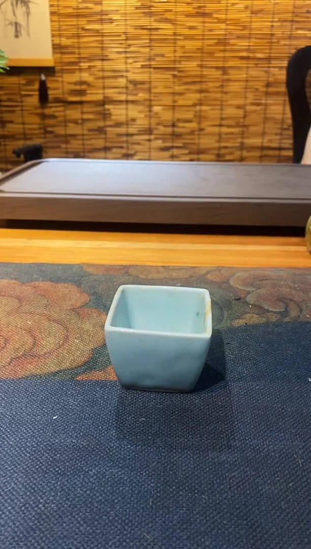 山隐青瓷龙窑柴烧杯子 四方杯 30CC-40CC