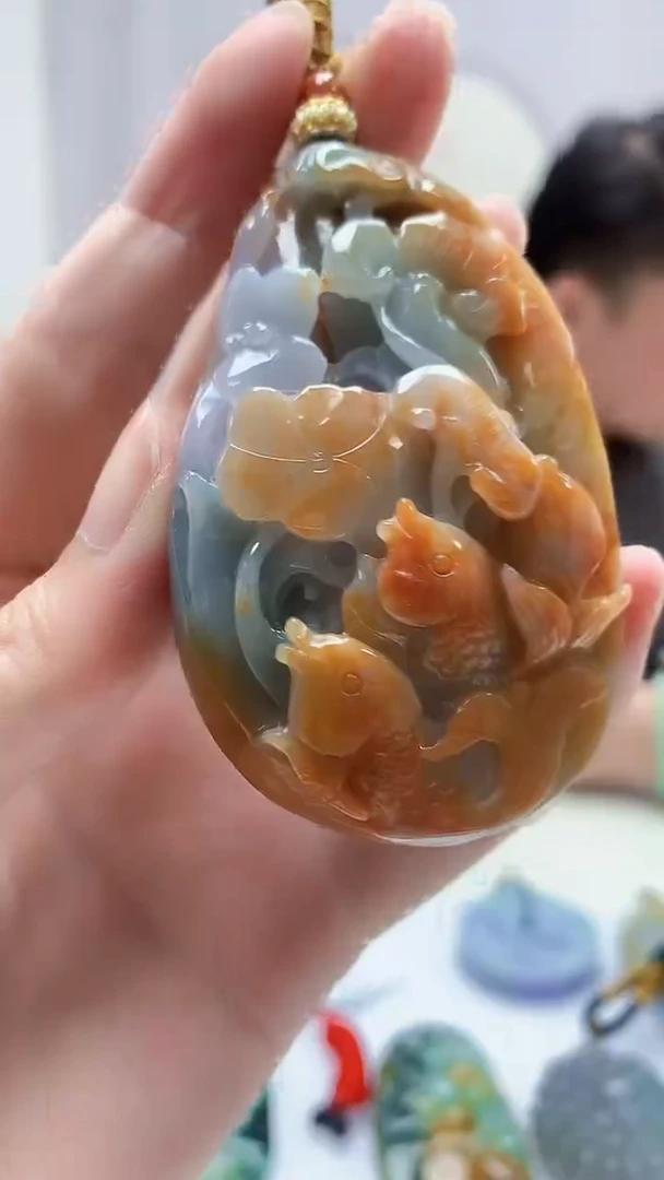 定制翡翠未镶嵌5060zm-毛货挂件22