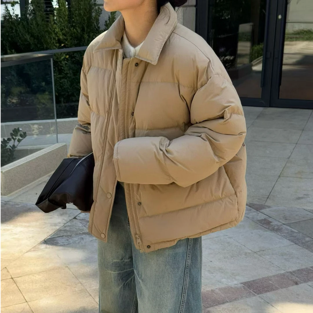 新款时尚百搭简约气质休闲纯色羽绒服25PD051