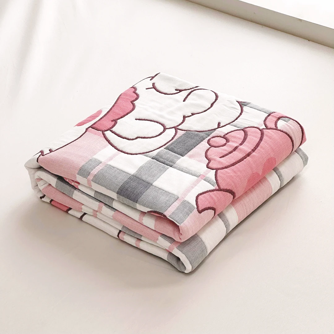 【京かわ会社】多层色织提花面包被 150*200cm桃心大耳狗