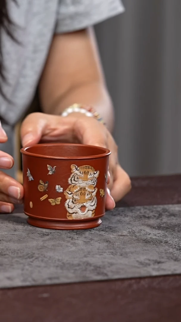 茶杯紫砂朱泥 如虎添翼 主人杯