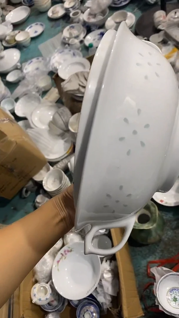 摆件纯白玲珑双耳大品锅
