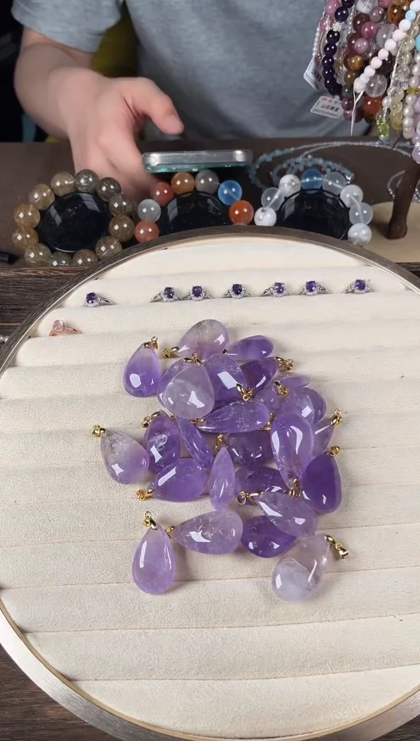 吊坠未镶嵌水晶紫水晶小吊坠随机发