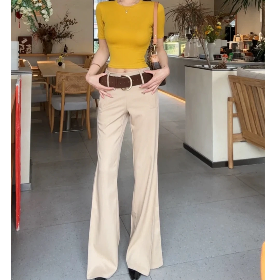 卡其色美式复古休闲裤女2025春夏显瘦辣妹百搭长