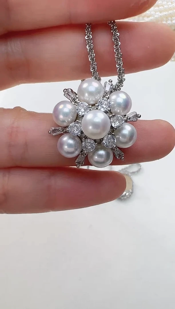 【闪购商品】拼合珍珠（马贝珠）颈饰合金七珠吊坠