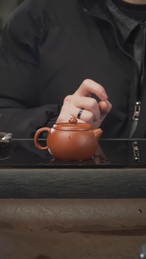 茶壶紫砂广口文旦，朱泥，100cc
