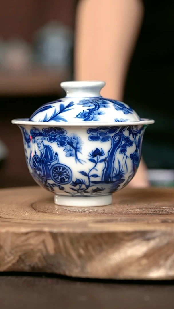 手绘手绘高温现代瓷  柴  有暇人物大布袋150cc