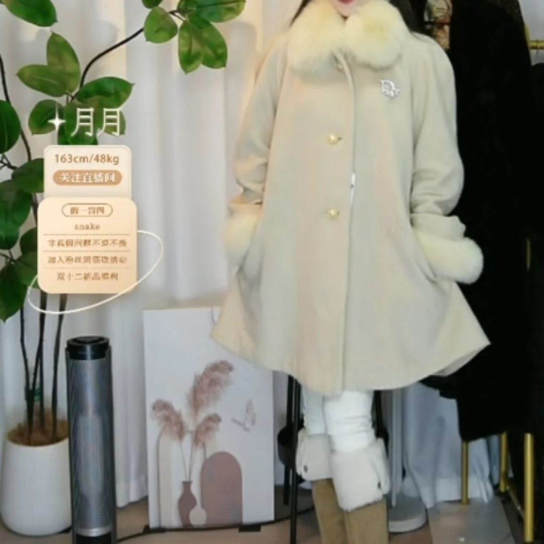 95新 DIOR/迪奥 中长款冬季毛领大衣/fy5769