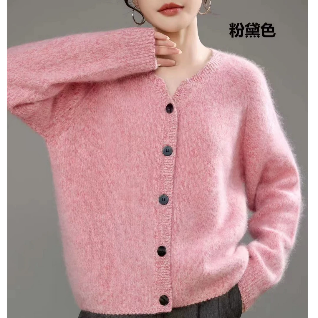 【蓝眼泪】羊毛拉绒花纱宽松毛衣韩版千金轻奢风衣服加厚保暖羊毛衫
