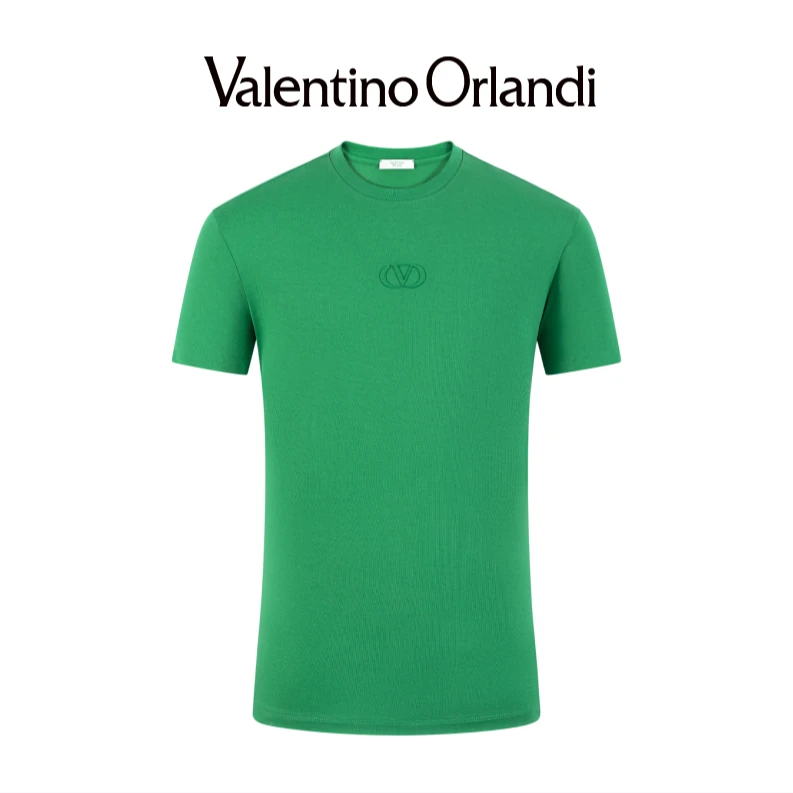 Valentino orlandi男士夏季时尚百搭净版胸前钢印小标logoT恤短袖