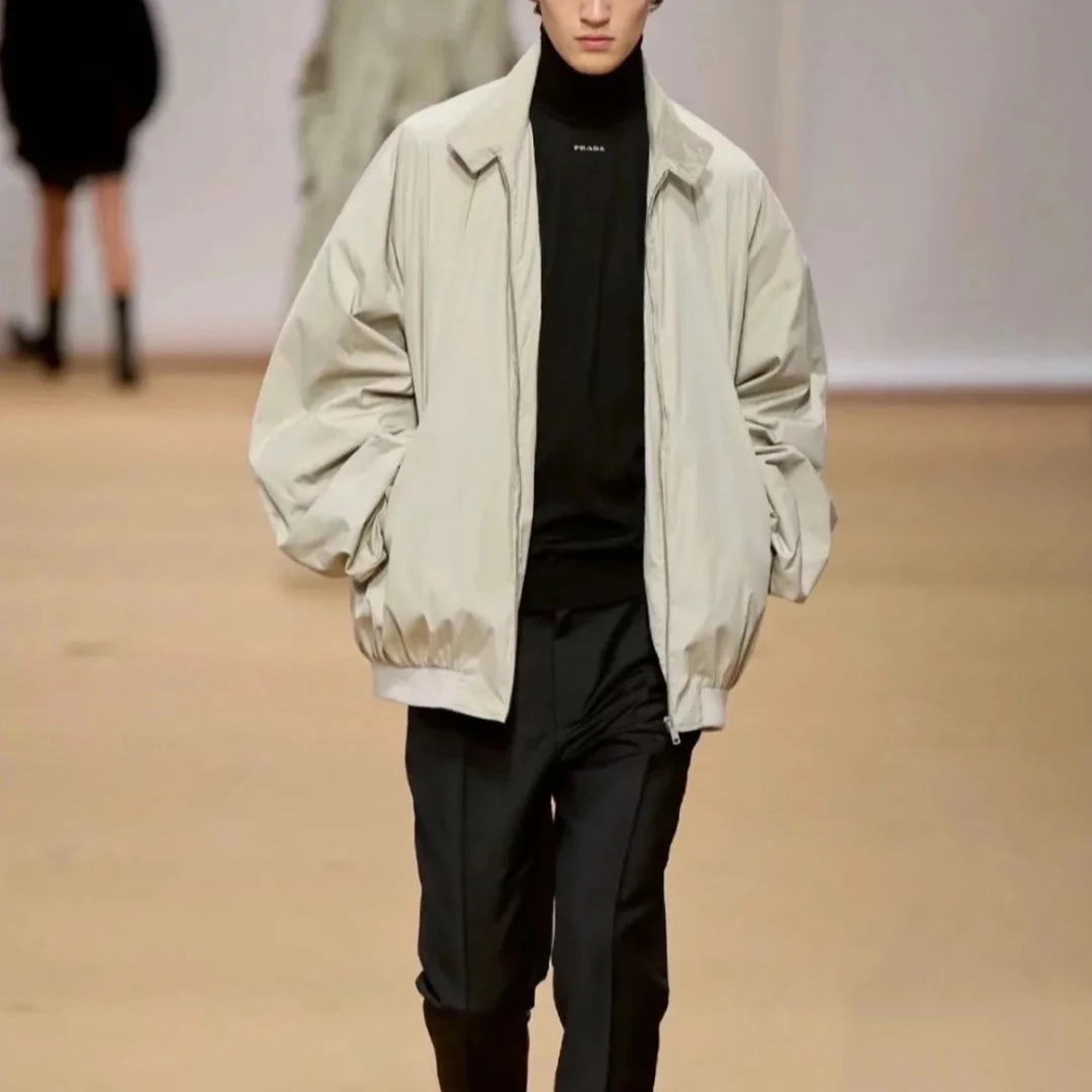 南油高奢顶PR*DA老钱风哈灵顿夹克高级舒适百搭春秋