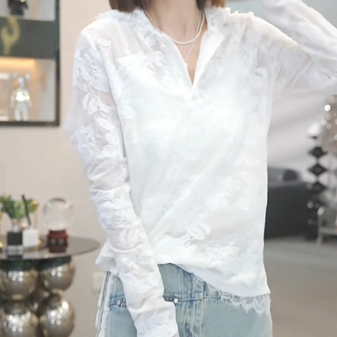 蕾丝帽衫上衣2025春季新款设计感法式时尚休闲气质连帽外穿薄款