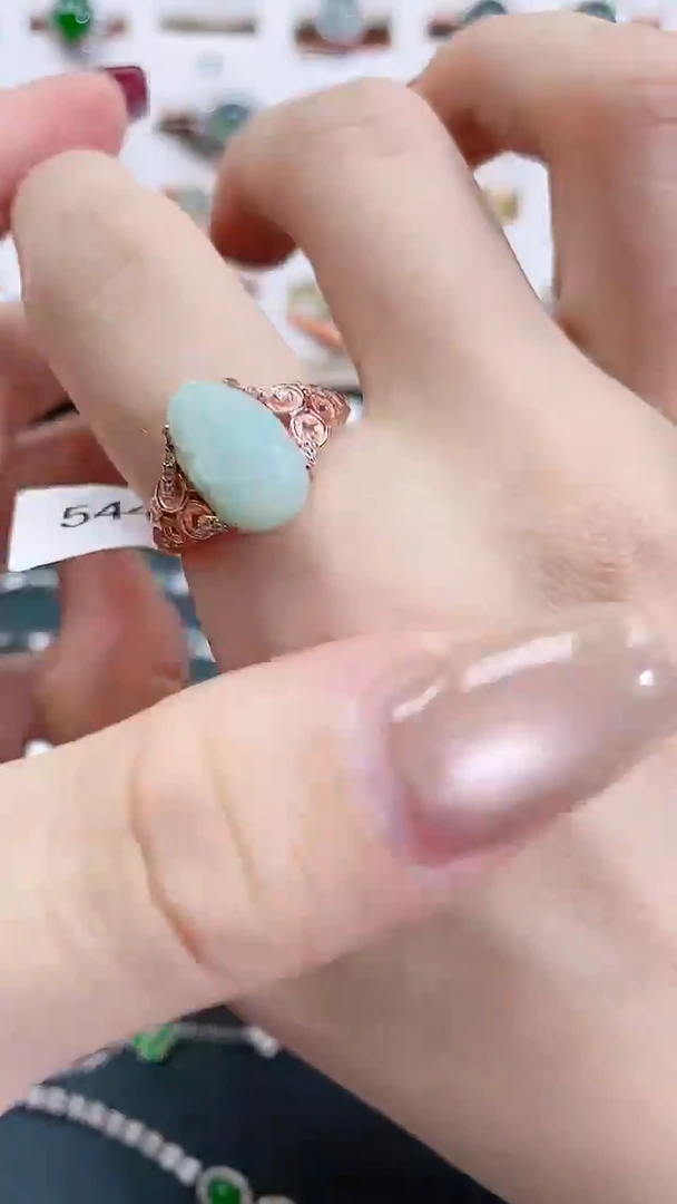 银S925镶嵌戒指翡翠天然翡翠