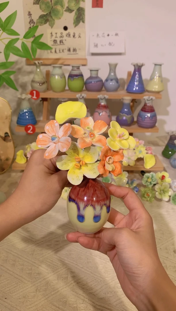 陶瓷一套6支＋小花瓶（默认微瑕）