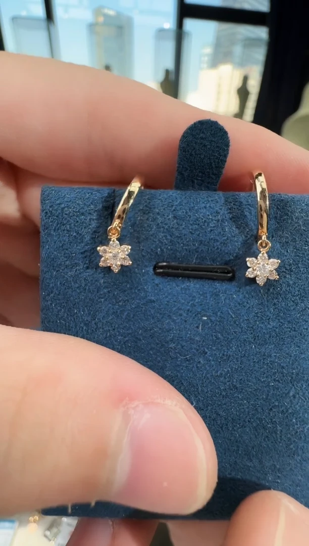 【闪购商品】钻石耳饰18K金镶嵌K玫耳饰2.48g