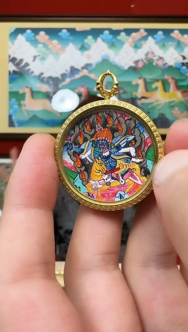 吊坠吉妈妈-热贡纯手绘唐卡吊坠