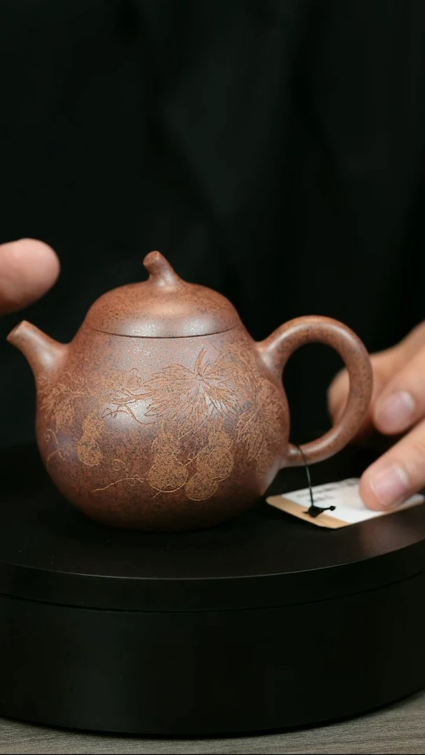 茶壶紫砂碧***庄H2284赵翠虹天星刻绘茄瓜