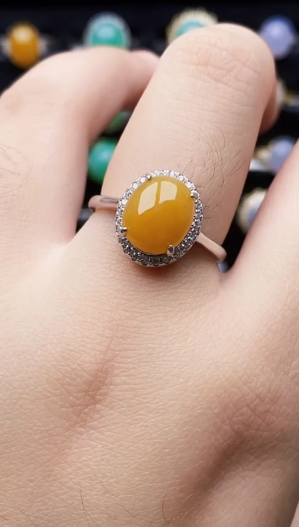 银S925镶嵌戒指翡翠4032